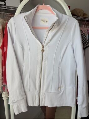 Lilly Pulitzer White Zip-Front luxletic Jacket